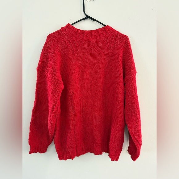VTG American Attitudes Cable Knit Sweater Chunky Red Size S - Picture 5 of 7